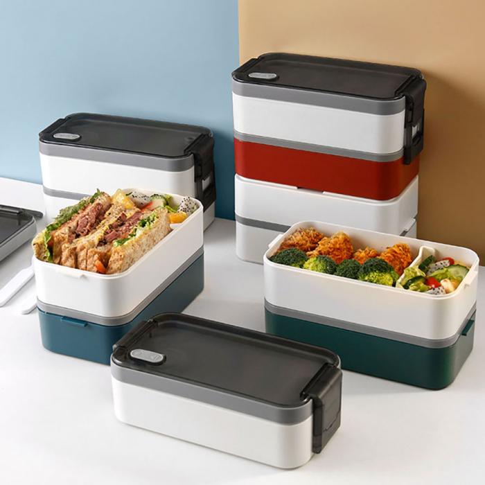 雙層伸縮扣密封飯盒1600ml